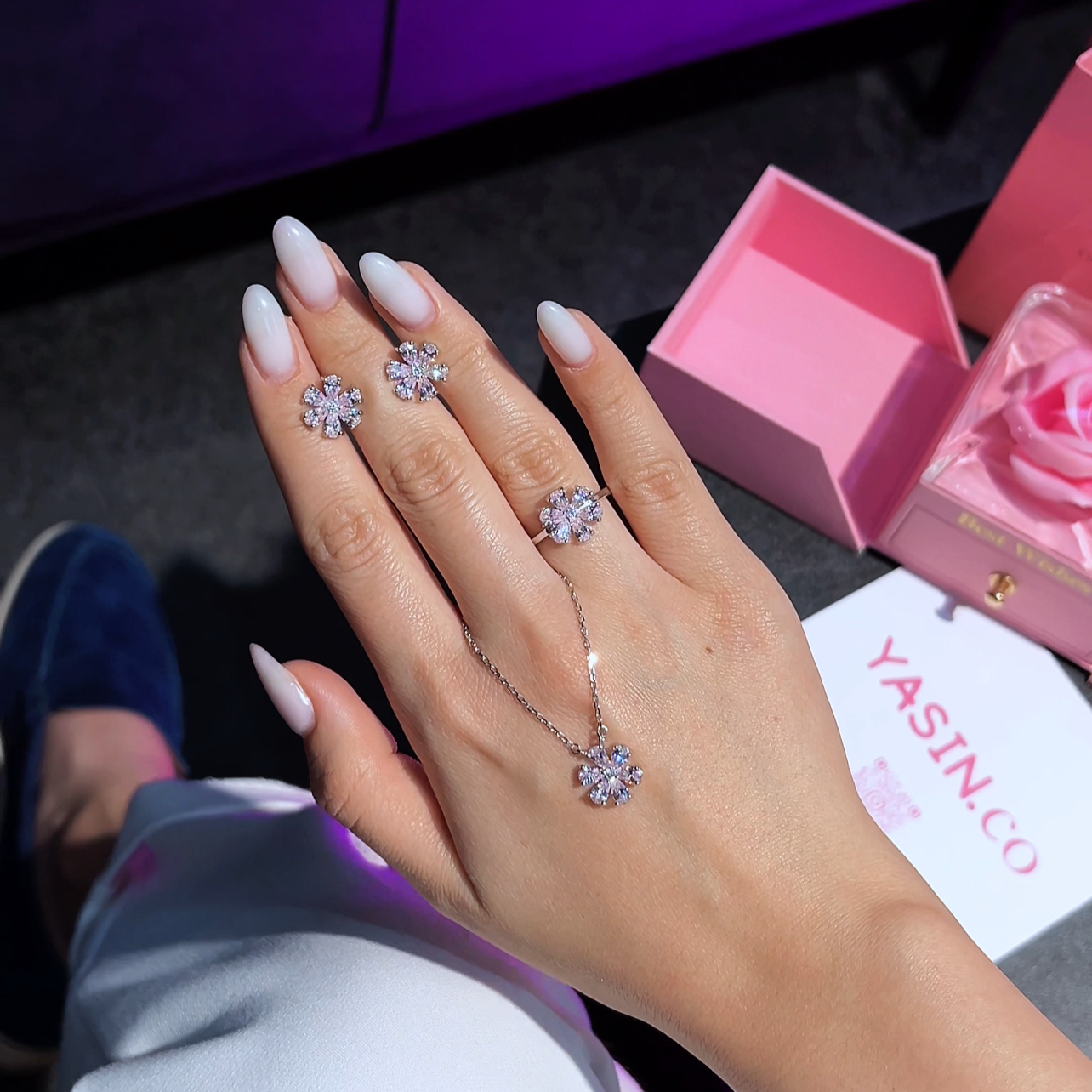 Pink Stone Silver Jewelry Set - S Splash of Color and Elegance 🩷