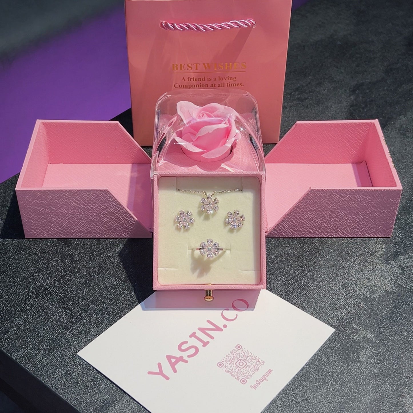 Pink Stone Silver Jewelry Set - S Splash of Color and Elegance 🩷