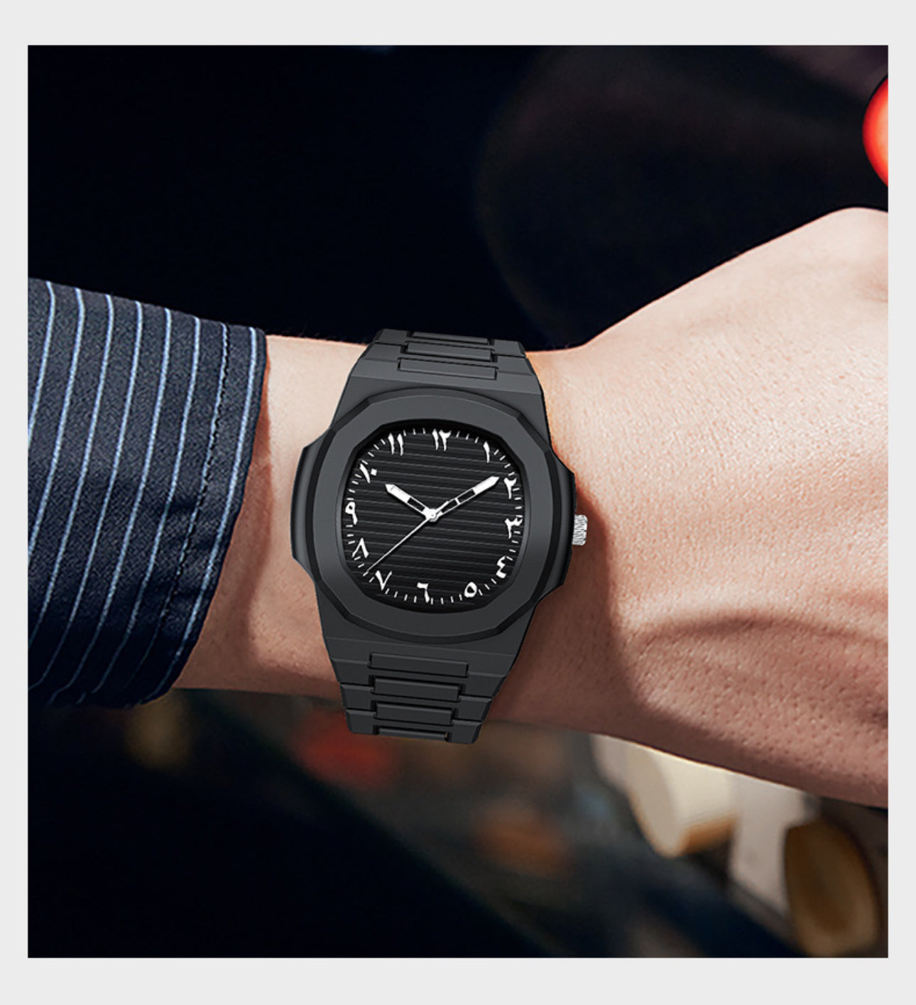 Men’s Polycarbonate Watch with High-Hardness Mineral Glass and Scratch-Resistant HD Lens