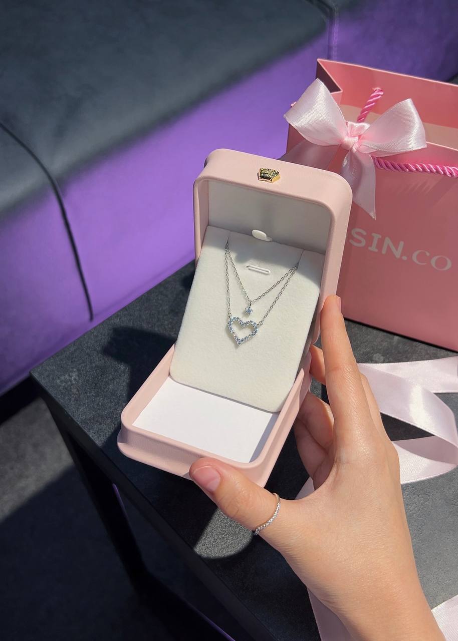 Necklace with Heart and Small Star Pendant