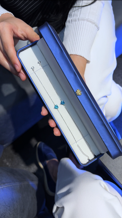 "Ocean Heart Duo" Silver 925 Friendship Bracelet Set