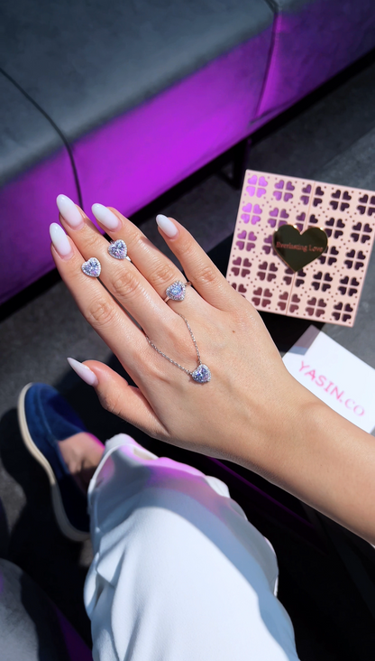 "Everlasting Love" Silver 925 Jewelry Set with Heart-Shaped Zircon A5 Stones